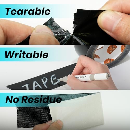 Image of TAPEBEAR 16.5mil Thick Black Duct Tape Heavy Duty 1.88 inch x 105FT, Strong Tough Utility Ducting Tape Waterproof, No Residue, Flexible, Hand Tear Binding Tape for Bundle, Patch, Protect & Repair
