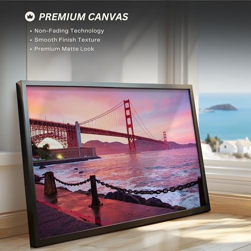 Image of ARTCREST Golden Gate Bridge San Francisco Canvas Wall Painting with Black Frame | Large Cityscape Wall Art for Living Room, Office Walls & Hallway | Modern Decorative Canvas Wall Decor (16x20 Inches)