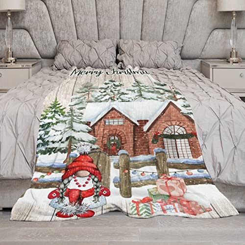 Couverture flanelle gnome de Noël plaid polaire lit canapé jeté de canapé doux - 6