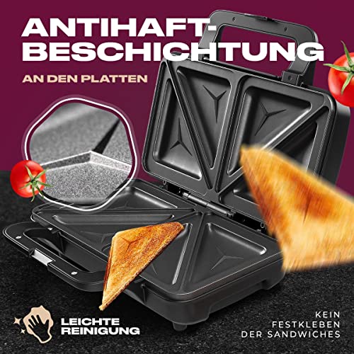 Foto von ProfiCook® Sandwichmaker | amerikanische Sandwiches | XXL-Toastscheiben | elektrischer Sandwichtoaster | extra große Sandwich-Platten (antihaftbeschichtet) | Sandwich-Maker mit 900W | PC-ST 1092