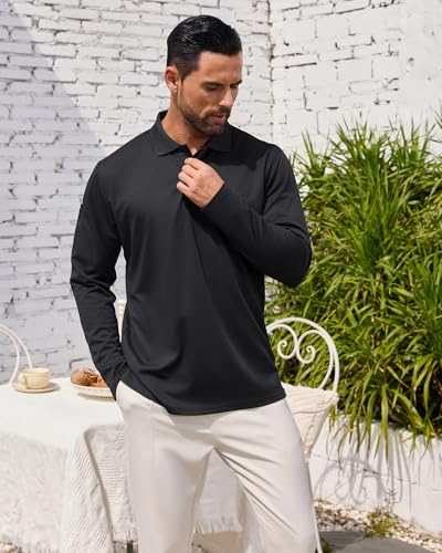 Men's Long Sleeve Polo Shirt Athletic Golf Polo Shirts for Men Quick-Dry Performance Casual Collared Shirts2