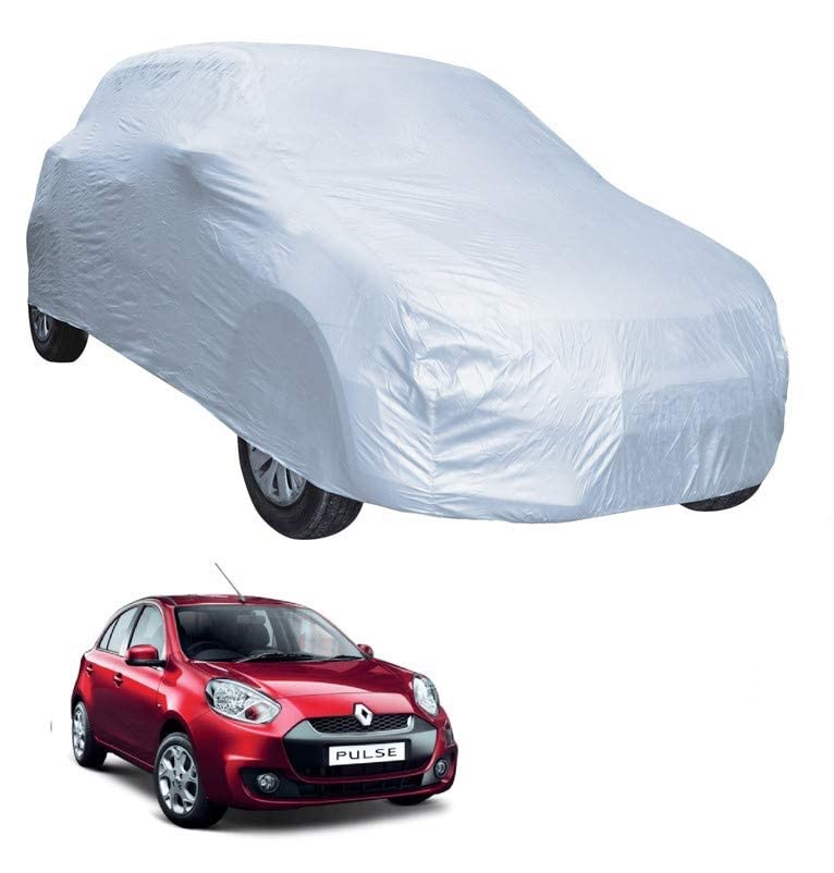 Image of Auto Hub Car Cover Compatible with Renault Pulse with Weather Proof, Triple Stitched, Pulse Car Cover- Plain Silver