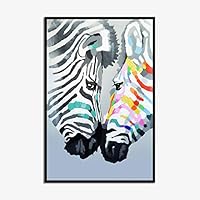 Framed Canvas Wall Art Colorful Colorful Two Horses Canvas Prints Home Artwork Decoration for Living Room,Bedroom - 16x24 inches