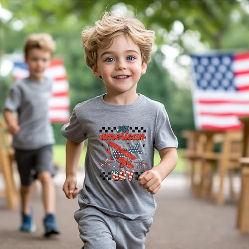 Image of Fourth of July Boys Shirts All American Boy Toddler Tees Girls Patriotic Tops Outfit 4T
