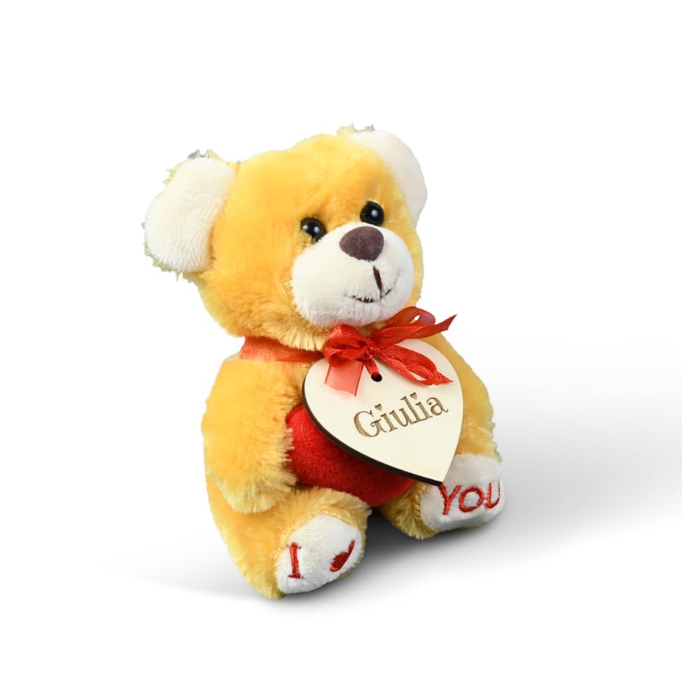 Peluche San Valentino - Orsetto personalizzato con nome e dedica - Pupazzo I Love You - Idea Regalo per lei e per lui