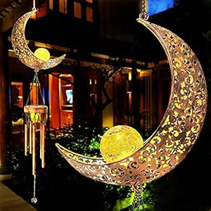 Wind Chimes Waterproof Solar Wind Chimes for Outside Moon Wind Chimes Garden Decor Gifts for Women