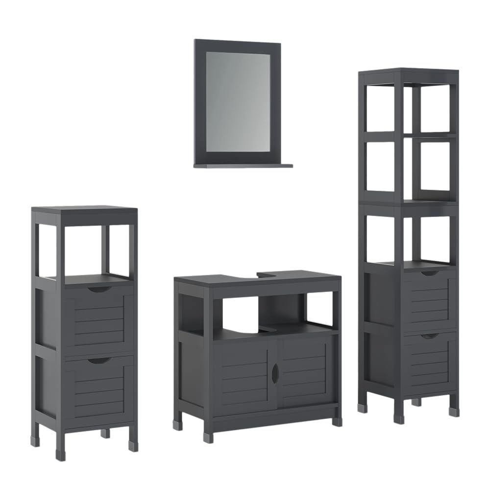 Vicco Set di mobili da bagno Vilda, Grigio 60 cm