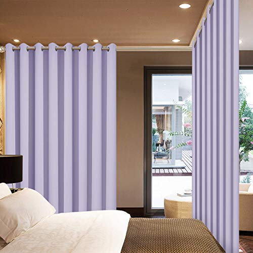 Yakamok Extra Wide Blackout Curtain for Sliding Glass Door, Grommet Thermal Insulated Room Divider Curtain 100W x 84L inch, Room Darkening Patio Curtain,8.3ft Wide x 7ft Tall, 1 Panel,Lilac