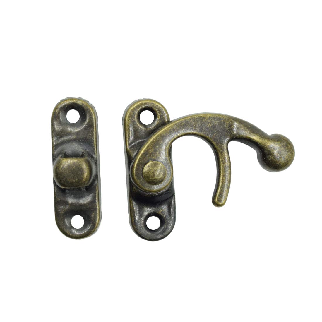 TOUHIA 50 Sets Bronze Tone Antique Wood Box Swing Arm Clasp Hasp Lock with Mounting Screws 1