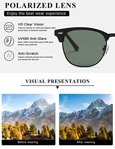 Image of AEVOGUE Polarized Semi Rimless Sunglasses for Men Women, Retro UV400 Sun Glasses for Driving Outdoor