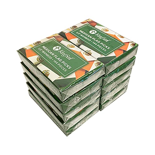 Kingseal Mexican Flag Toothpicks, 2.5 Inch - 10 Boxes Of 144 Each (1,440 Count), Mexico Flag Picks #TOP2