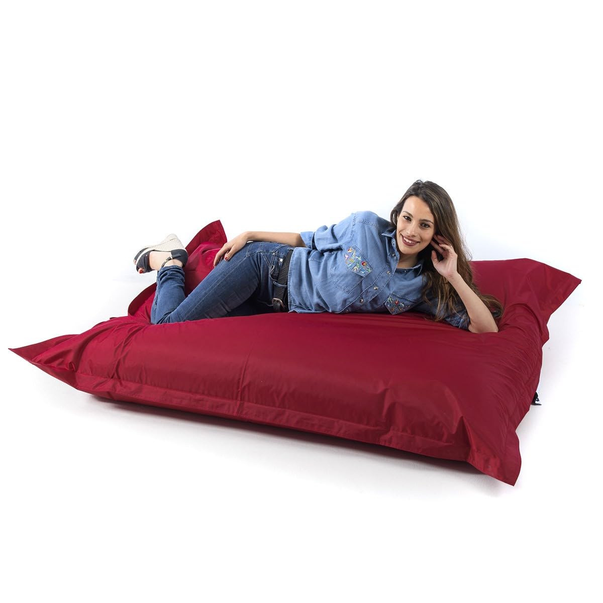 LIVEDECO - Housse Vide Pouf Géant XL Intérieur et Extérieur Bordeaux Classic BiG52