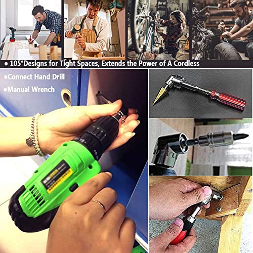 Fouua A-0024 Flexible Drill Bit Extension, Includes 105° Right Angle Drill, Bendable, 3Pcs 1/4 3/8 1/2 Inch Universal Socket Adapter Set, 3Pcs Drill Bit Holder, Screwdriver Bit Kit thumb #6