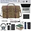 NEWHEY Mens Laptop Shoulder Canvas Messenger Bag Waterproof Computer Briefcase Notebook Vintage Satchel Designer School Work Bags Khaqi 15.6 Leather #2