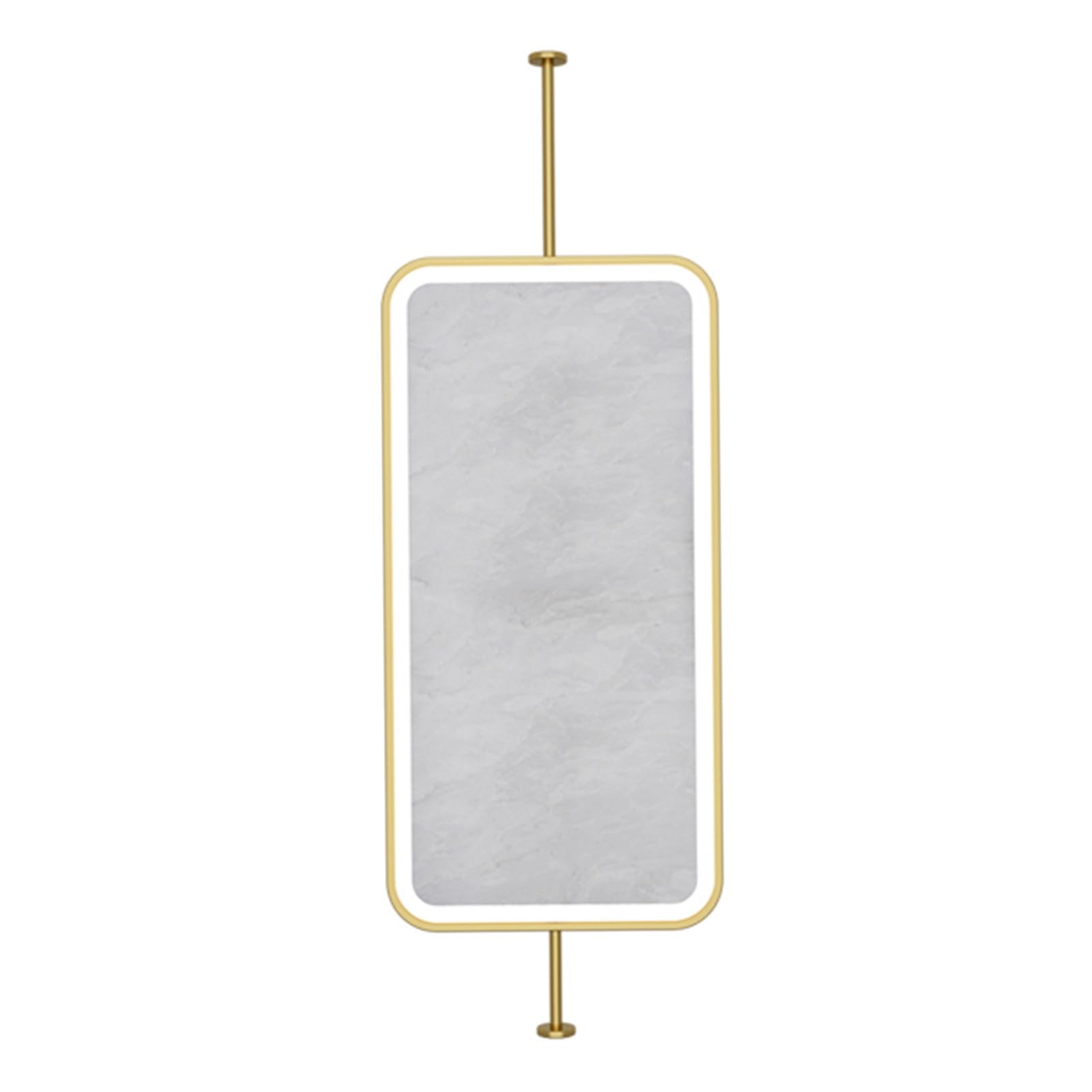 MESOVFCA Rectangular Ceiling-Mounted Mirror with 3 Adjustable Colors and LED Lighting. Wall-Mounted Vanity Mirror for Restrooms, Entryways, Shops, and Hotels(Gold,50x90cm)