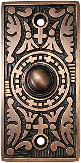 Adonai Hardware Decorative Rectangular Brass Bell Push or Door Bell or Push Button - Antique Brass