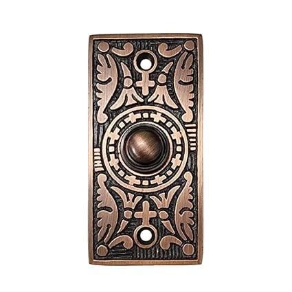 Decorative Rectangular Brass Bell Push or Door Bell or Push Button (Antique Copper)