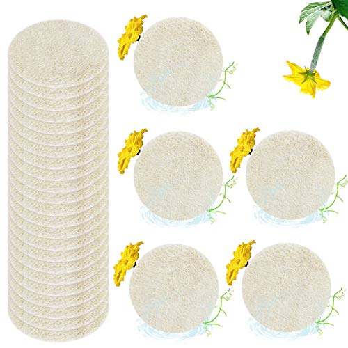 LeonBach 24 Pcs Natural Sponge Facial Luffa Pads, Bulk Luffa Tablets for Cleansing Body and Facial