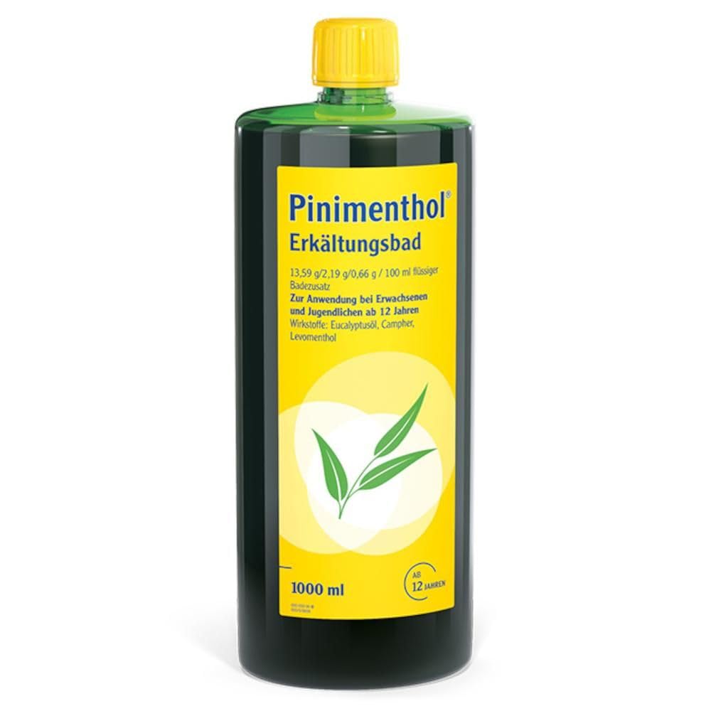 Pinimenthol Erkältungsbad | 2 x 1000 ml | Badezusatz mit ätherischen Ölen | Eucalyptusöl, Menthol & Campher wirken befreiend bei Erkältung | Erkältungsbad für alle ab 12 Jahren | Löst Schleim & lindert Husten mit Eucalyptusöl, Levomenthol & Campher, befre