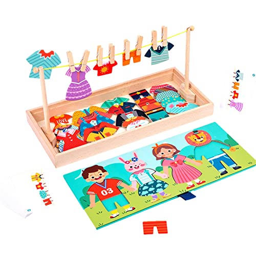 Zceplem Dress Up Puzzle for Toddler Girls - Match Wooden Family With Storage Case - 2 in 1 Educational Toys, Mix and Match Boys and Girls Multicultural Diversity