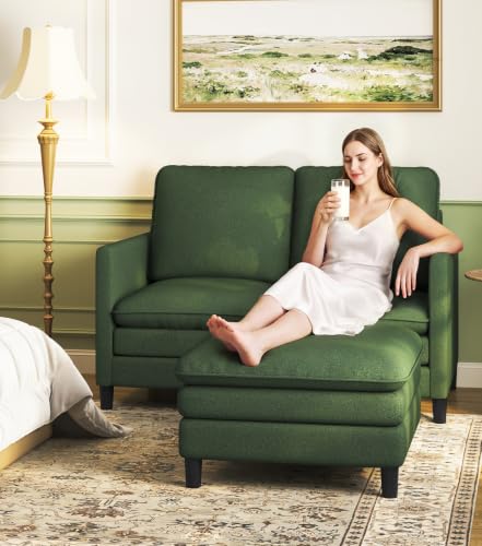 Image of Welzona 3-Layers Cloud L Shaped Couch, 51 inch Teddy Sofa and Loveseat Set