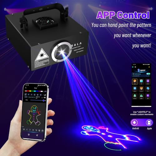 Image of DJ Laser Light with App Control, 3D Animation Laser Projector for Party, Supports Custom Drawings, Text Playback, Personalized Programming, Sound Activated Laser Machine for Stage, Disco, KTV, Bar