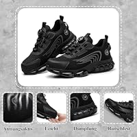 GemChve Arbeitsschuhe Sicherheitsschuhe Herren Damen Stahlkappen Anti-Smashing Leicht Sportlich Atmungsaktiv Selbsthemmend Schnellverschluss Mode Schutzschuhe Black 43 EU – Ansicht 5