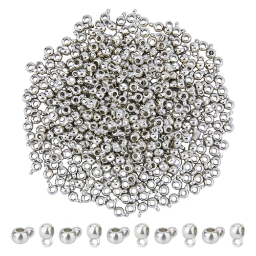 DICOSMETIC 400Pcs Bail Beads Platinum Loop Bails CCB Plastic Tube Bails Connector Spacer Beads Hanger Charm Connector Hanger Beads for DIY Bracelet Jewelry Making Hole: 2.8mm