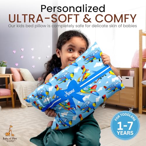 Image of Personalized Pillow for Kids - Custom Name, Super Soft Cotton Kids Cushion for Infants & Toddlers, 1 Month to 5 Year Olds, Keeps Head & Neck Comfortable, Adorable Prints (Pillow 15)