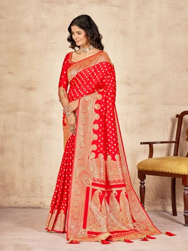 Image of Mehrang Women's Pure Kanjivaram Silk Saree Banarasi Silk Wedding Sarees for Women with Blouse Piece