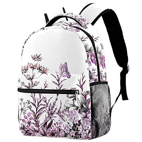 Sac à dos fleurs et papillons grand volume style outdoor daypack d'école