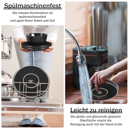 Homikit Geschirrset 6 Personen, 18-tlg Steinzeug Geschirr Set Tafelservice, Essgeschirr mit Speiseteller Dessertteller Müslischüsseln, Mikrowellen- und Spülmaschinenfest, Kratzfest, Mysterium Schwarz