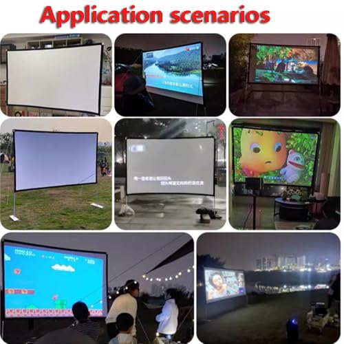 Pantalla de proyección portátil para exteriores con soporte 120 pulgadas 16:9 HD plegable, pantalla de video antiarrugas con bolsa de transporte miniatura 7