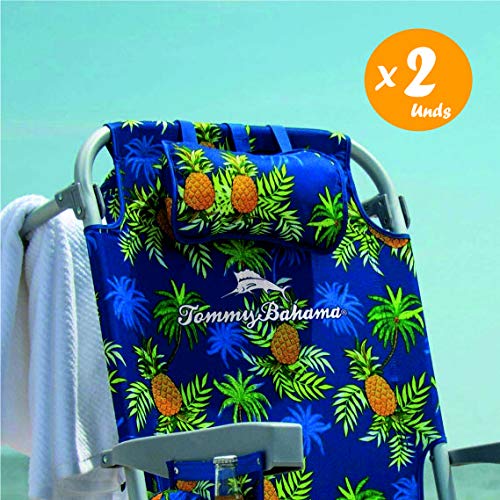 TECNOVOZ Pack 2 Sillas Playa Plegable Asas Tipo Mochila Tommy Bahamas 2000998 Amarillo/PIÑAS