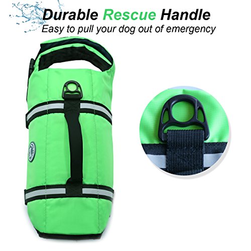 VIVAGLORY Rip Stop Dog Life Jacket, Buoyancy Aid with Handle, Buoyancy for Doggy Dog Life Jacket for Swimming & Boating, M - Image 3