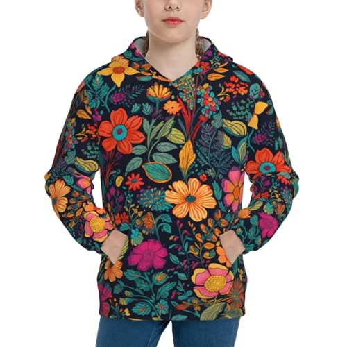 Tropical forest with plants and flowers Hoodie Youth Hooded Sweatshirt 3D Digital Printed With Pockets Tops