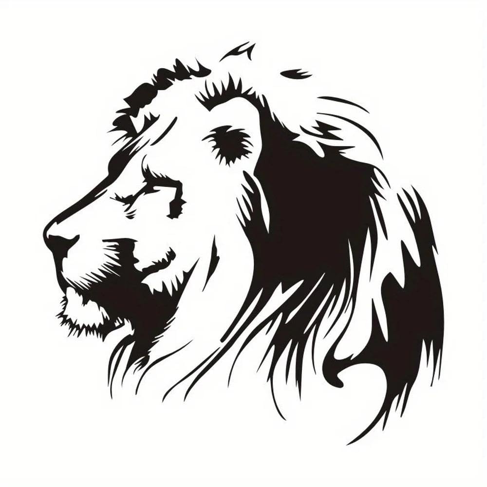 Meditation Lion Vinyl Decal Animal Car Sticker for Automobiles Motorcycles Windows Bumpers(Black)