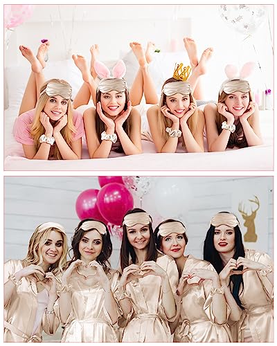 Image of Neer 21 Pcs Women Birthday Party Robe Set Queen Squad Kimono Satin Bathrobes with Eye Mask and Scrunchie for Birthday