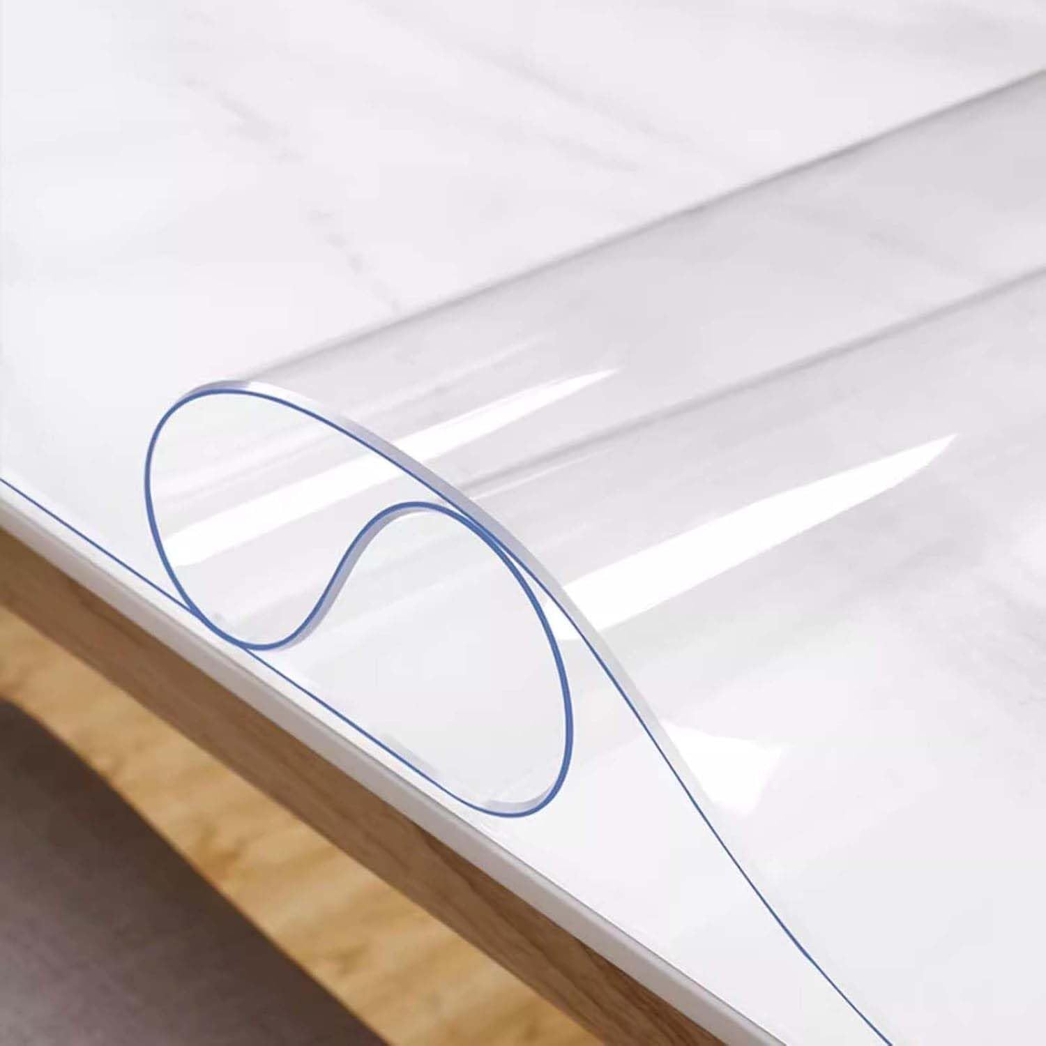 Ffsaacol Easy Cleaning Clear Pad Tablecloth, Transparent Waterproof & Spill-Proof Rectangle Table Protector, Heavy Duty Plastic Table Cover for Coffee Table 1mm, 50x60cm/20x24in