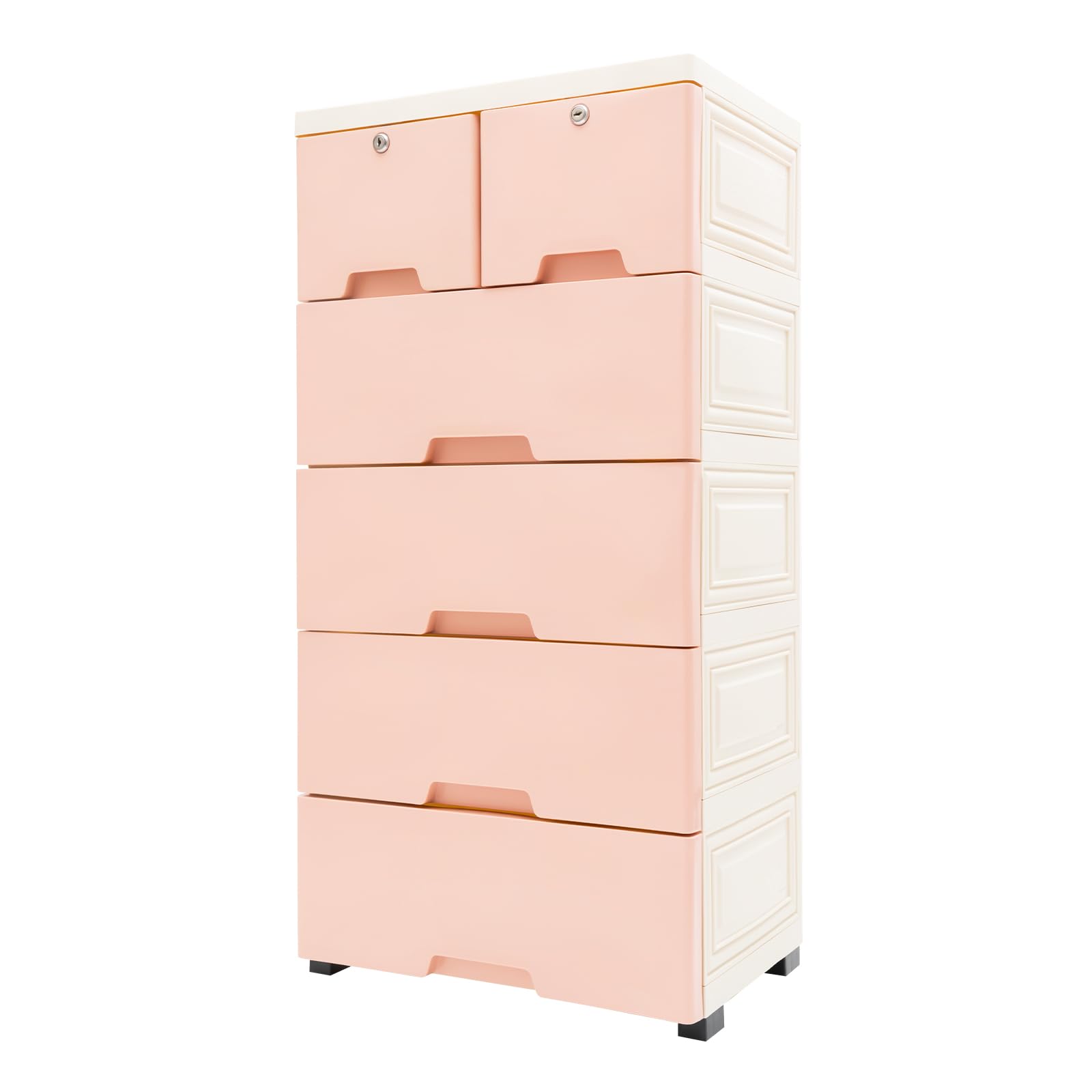 Plastic 5-Layer Drawers Dresser, 6 Drawers Blue Storage Stand Tower Closet Organizer Units, Closet Plastic Drawers w/Wheels for Clothes,Playroom,Bedroom Furniture Storage