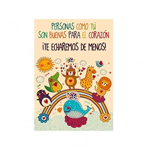 Tarjeta despedida animales grande con sobre 20x30