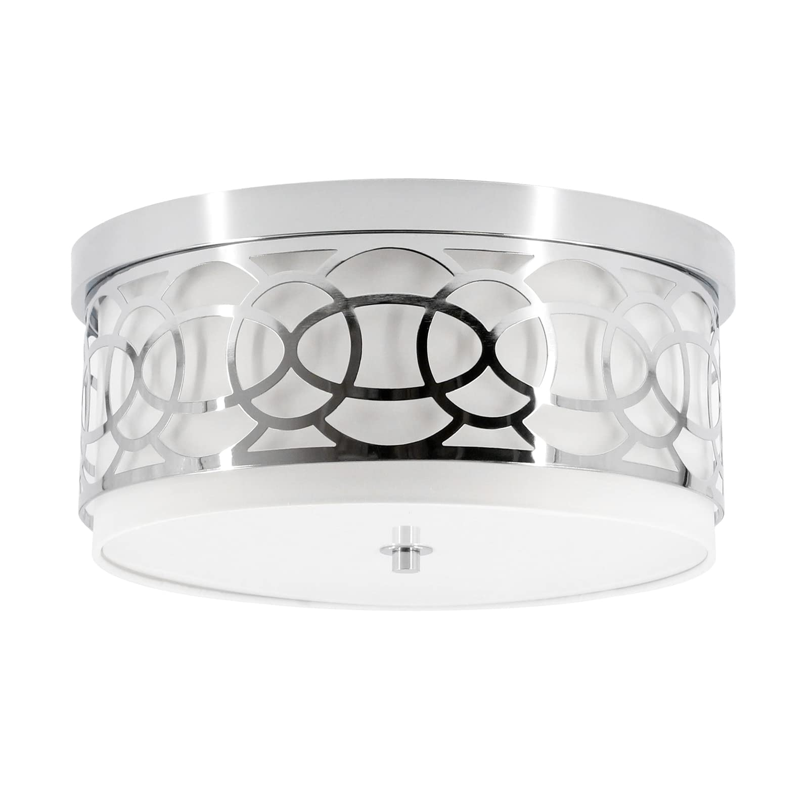 Photo 1 of RUNTOP Flush Mount Ceiling Light, 15in LED Ceiling Light Fixture, 3 Lights 3000K/4000K/5000K Drum Close to Ceiling Lights, Flush Mount Drum Light for Dining Room, Bedroom, Living Room (Chrome Finish)