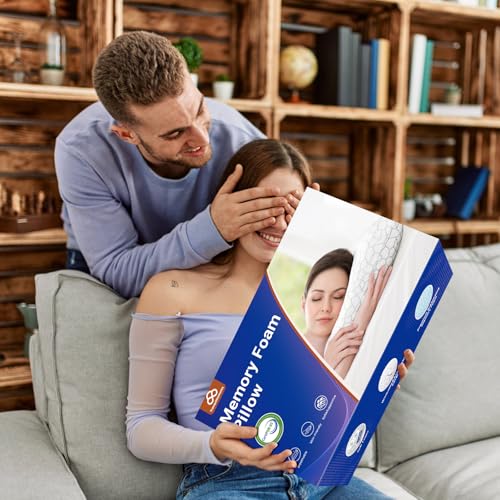 Image of Memory Foam Pillows, Bed Pillow, Bed Pillow for Side, Back and Stomach Sleepers, Neck Pillow for Sleeping with Removable and Machine Washable Cover, King Size (2 Pack)