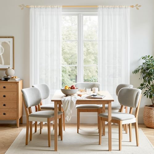 MRTREES Vorhänge Weiß Wohnzimmer 225x200cm (HXB) Vorhang Transparent Kinderzimmer für Stangendurchzug 1 Stück Vorhänge Extra Breite… – Ansicht 6