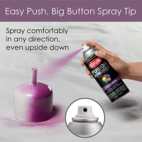 Image of Krylon K02709007 Fusion All-In-One Spray Paint for Indoor /Outdoor Use, Gloss Icy Grape Purple, 12 Ounce (Pack of 2)