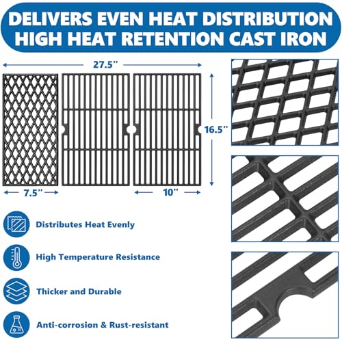 Image of SafBbcue Grill Replacement Parts for dyna-glo 4 Burner DGH450CRP DGH450CRP-D Grills, Cast Iron Grill Grates, Porcelain Steel Heat Plates, Grill Parts Kit for Dyna-Glo 4 Burner Grill