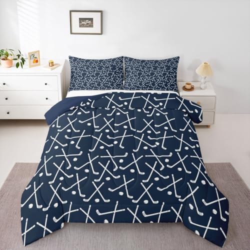 Image of Feelyou Ice Hockey Comforter Set Queen Size 3Pcs for Kids Boys Girls Teens