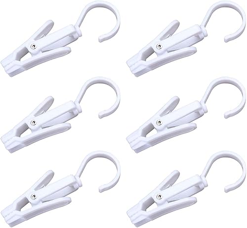 6 ganchos para ropa sucia, alfileres giratorios para lavandería, clips para colgar, chips de tela de plástico, clips de cortina para tienda, clips