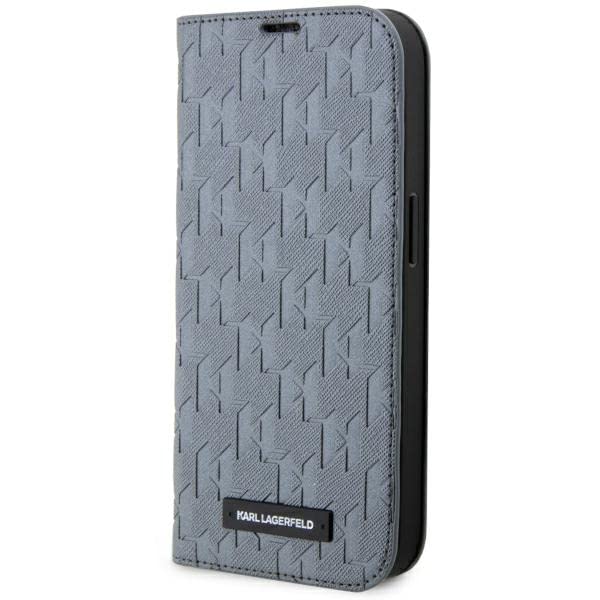 Karl Lagerfeld KLBKP14LSAKLHPG Étui de Protection pour iPhone 14 Pro 6,1" avec Monogramme Saffiano Argent