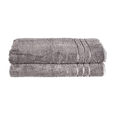 Komfortec 2er Saunatuch Set 80x200 cm aus 100% Baumwolle, XXL-Saunatücher, Sauna Handtuch, Weich, Groß, Frottee, Schnelltrocknend, Anthrazit Grau Cover